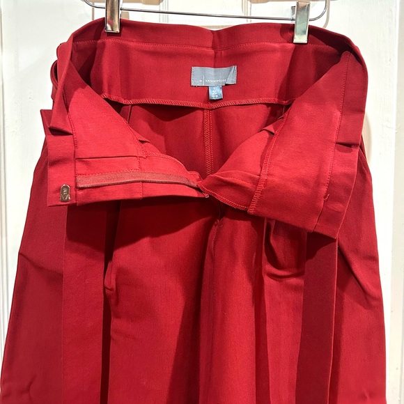 NWOT Anthropologie Cranberry Red Tailored Wide Leg Pants Tie Front Waist Size 6 - Picture 7 of 10